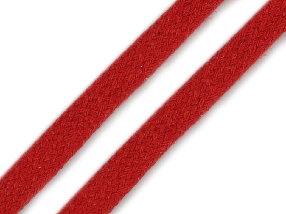 Cotton Cord flat width 10 mm (card 10 m) - red