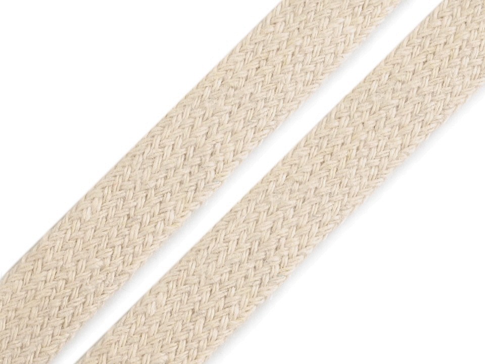 Flat Cotton Cord width 12-15 mm (card 10 m) - ecru light