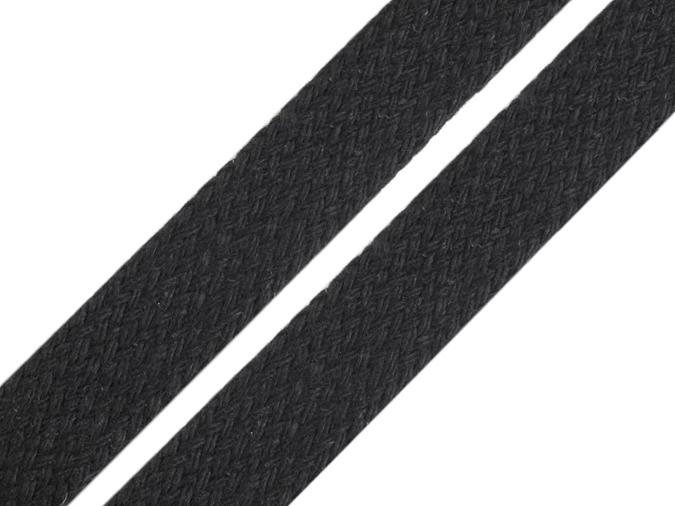 Flat Cotton Cord width 12-15 mm (card 10 m) - black