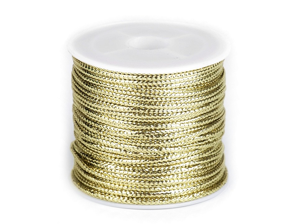 Flat Hollow Cord with Lurex width 2 mm (roll 30 m) - gold