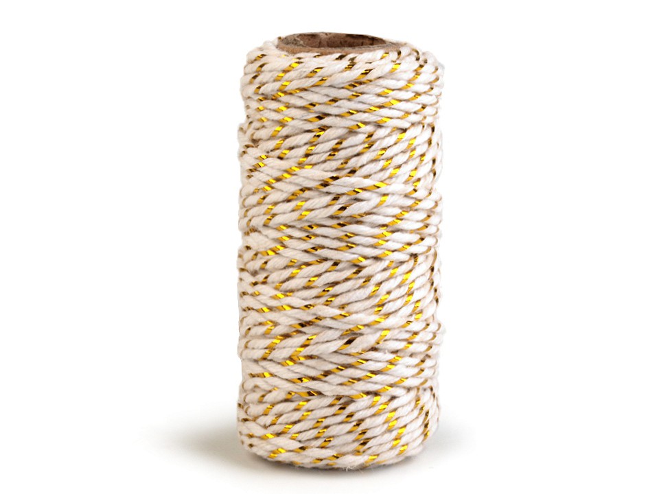 Twisted Twine / String with Lurex Ø1.5 mm - white - gold