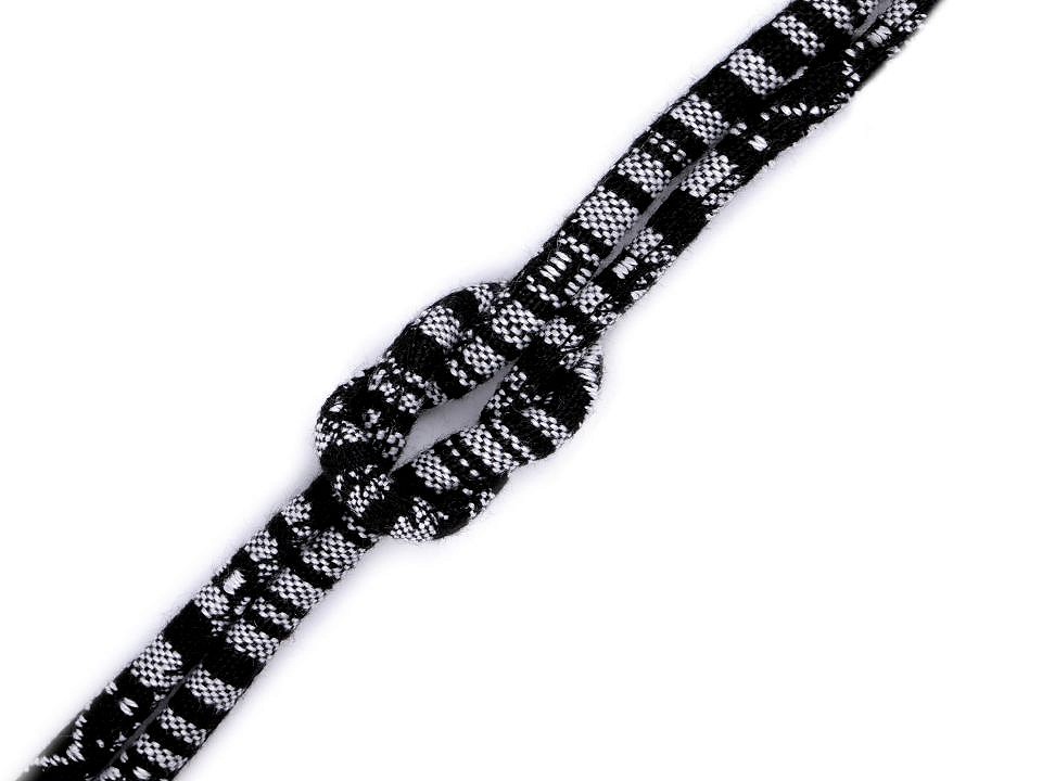 Round Cord / Rope Indian motif (sold by the meter) - black