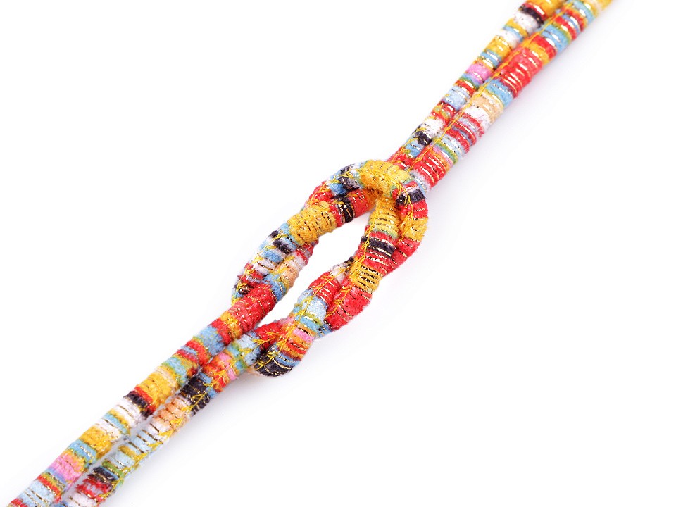 Round Cord with Lurex and Indian Motive - yellow - orange, 1 ml.