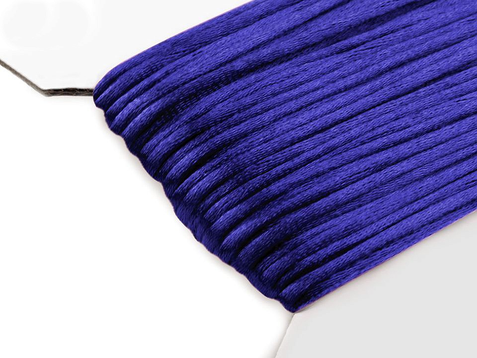 100% Polyester Rattail Satin Cord Ø2mm (card 25 m) - cobalt blue