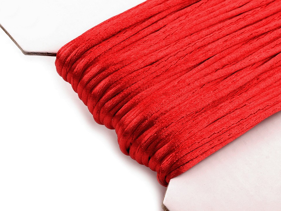 100% Polyester Rattail Satin Cord Ø2mm (card 25 m) - red