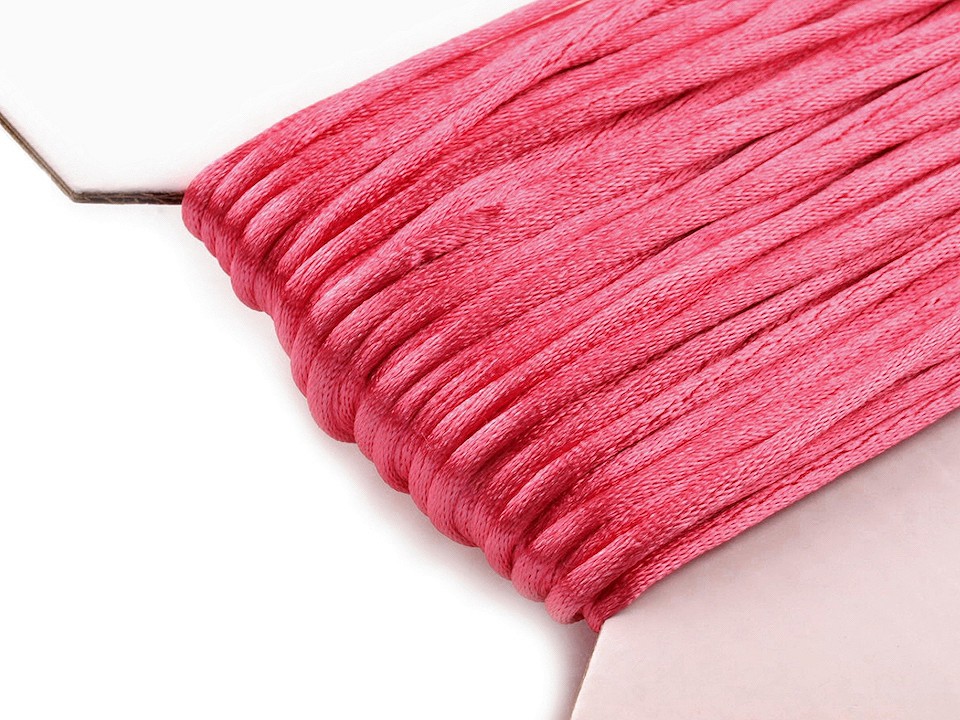 100% Polyester Rattail Satin Cord Ø2mm (card 25 m) - pink coral