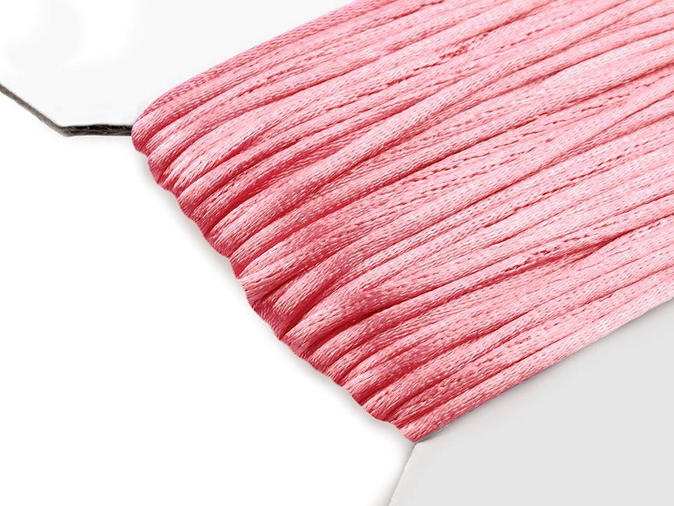 100% Polyester Rattail Satin Cord Ø2mm (card 25 m) - light pink