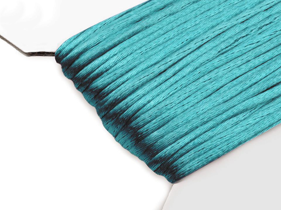 100% Polyester Rattail Satin Cord Ø2mm (card 25 m) - turquoise