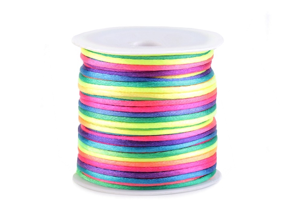 Polyester Rattail Satin Cord Rainbow Ø2mm - Rainbow