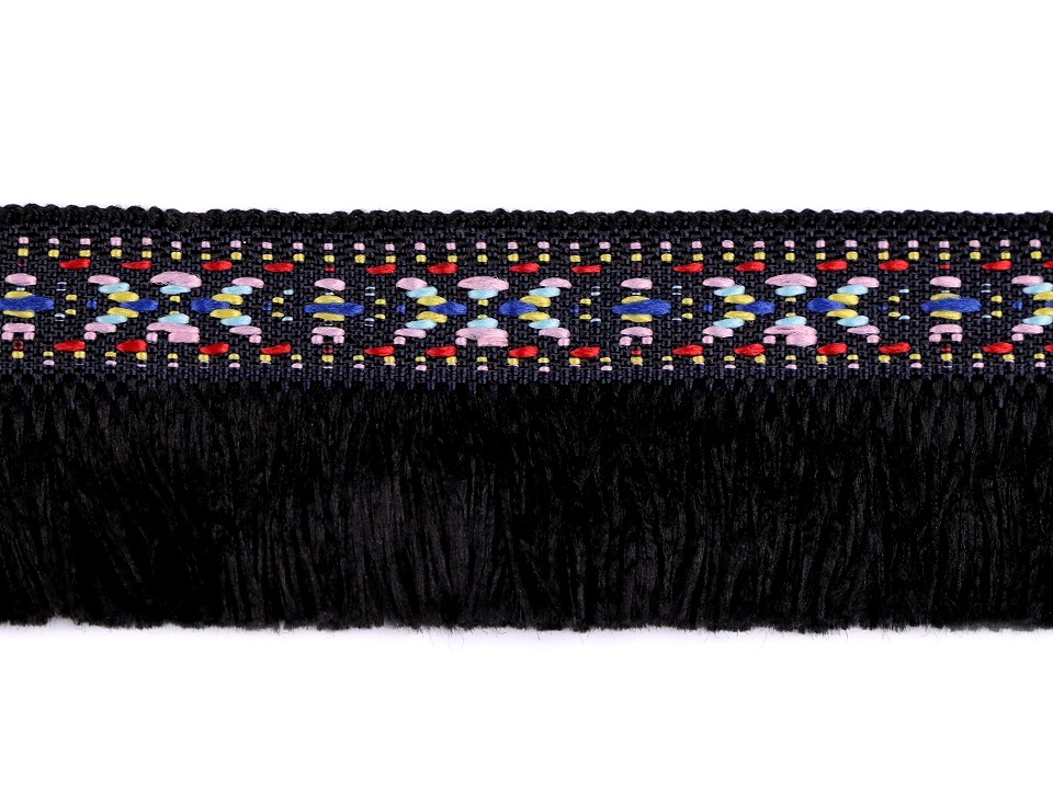 Gypsy Bohemian Boho Fringe Trim / Ethnic Trim width 35 mm - black, 1 ml.