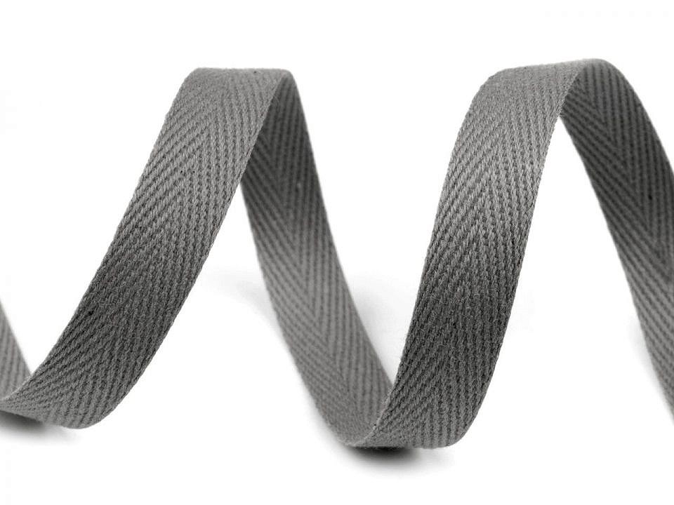 Bandă din bumbac Herringbone, lățime 10 mm (rola 50 m) - gri neutral