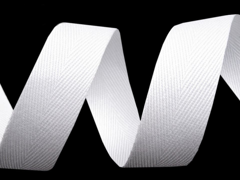 Herringbone Twill Tape width 20 mm - White