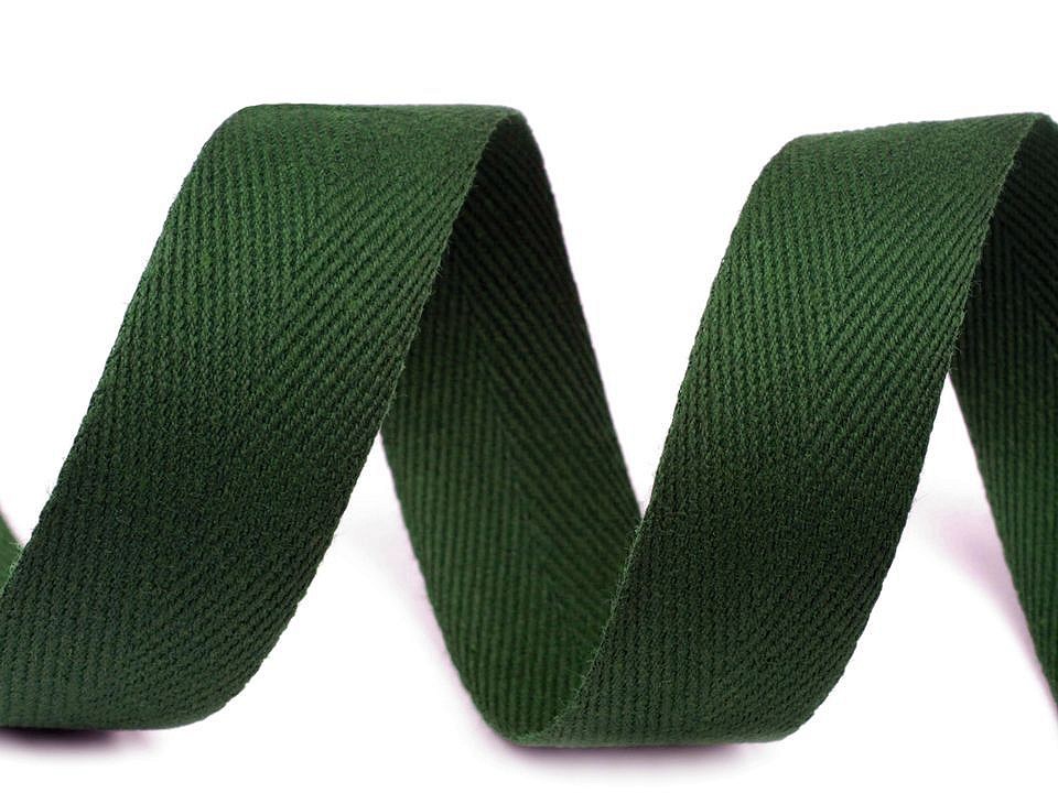 Bandă din bumbac Herringbone, lățime 20 mm (rola 50 m) - verde brad