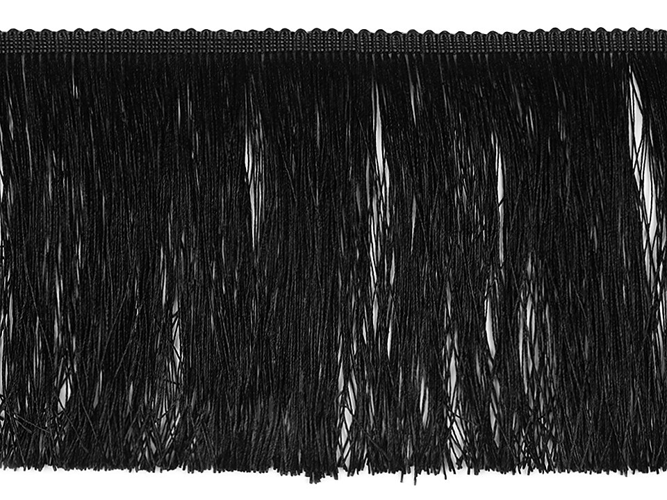 Fringe, glossy, thick width 15.5 cm - black, 1 ml.