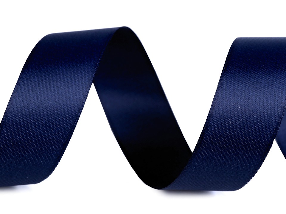 Double Face Satin Ribbon width 24 mm matt - blue dark, 20 ml.