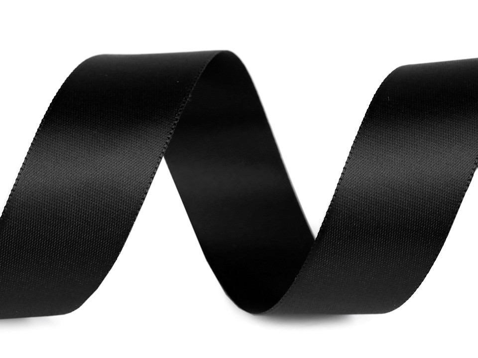 Double Face Satin Ribbon width 24 mm matt - black, 20 ml.