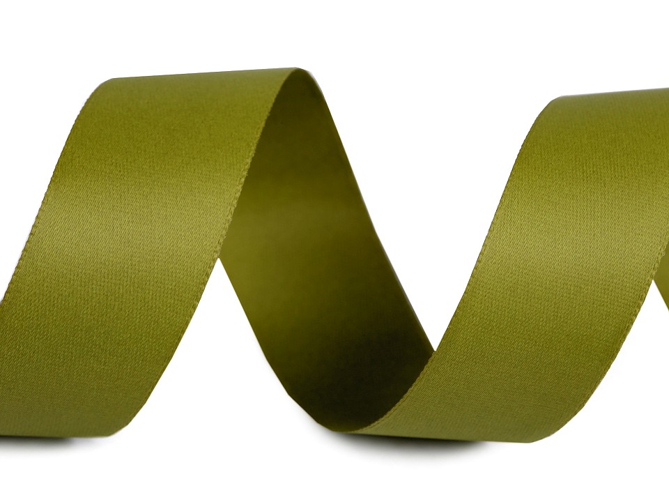 Double Face Satin Ribbon width 24 mm matt - green, 20 ml.