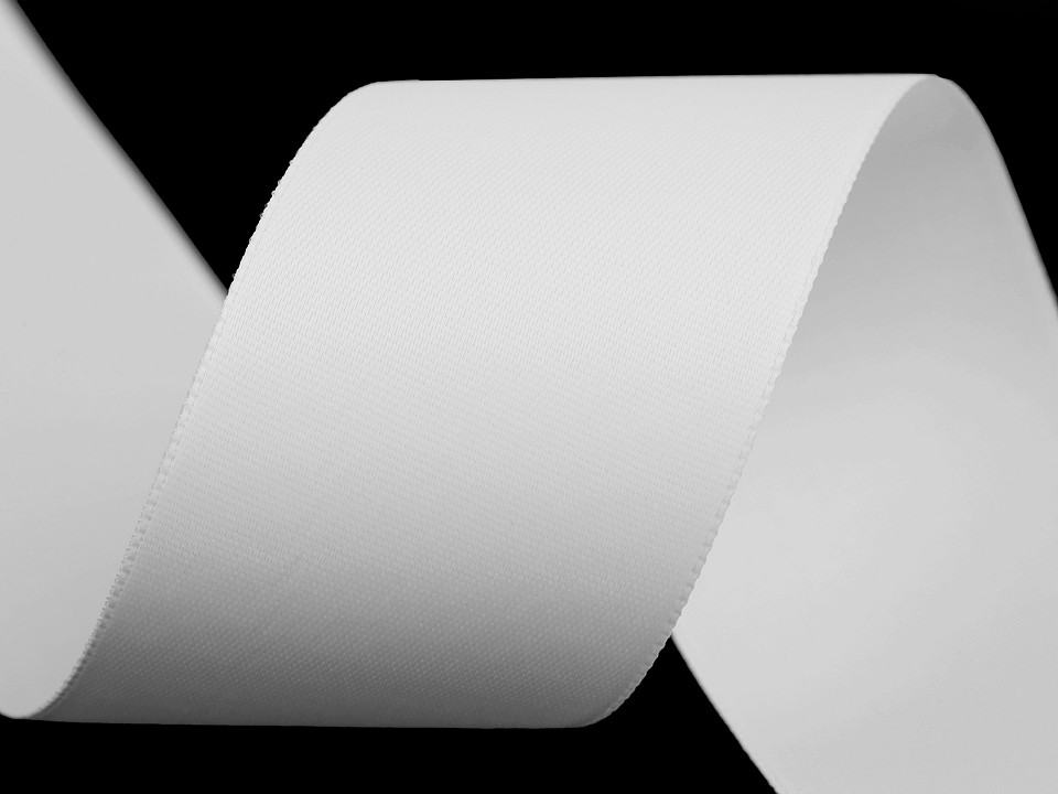 Double Face Satin Ribbon width 40 mm matt - white, 20 ml.