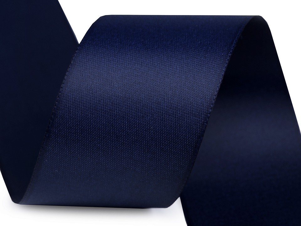 Double Face Satin Ribbon width 40 mm matt - blue dark, 20 ml.