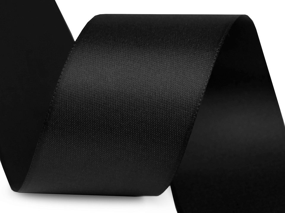 Double Face Satin Ribbon width 40 mm matt - black, 20 ml.