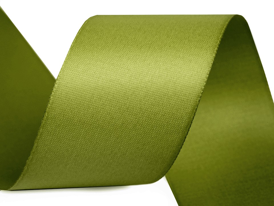 Double Face Satin Ribbon width 40 mm matt - green, 20 ml.