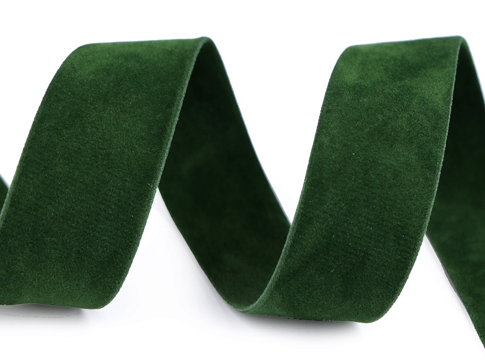 Velvet Ribbon width 25 mm, double-sided - green, 1 ml.