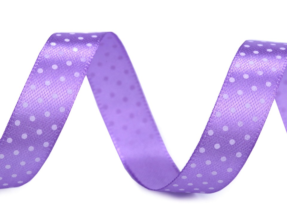 Satin Ribbon with Polka Dots width 15 mm - violet lilac, 22.5 ml.