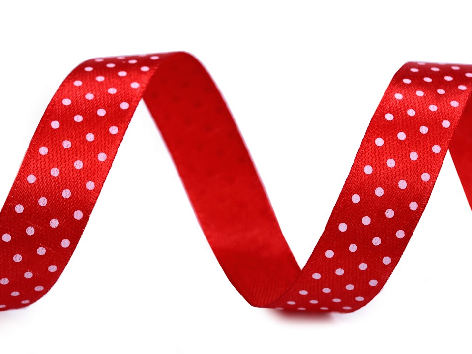 Satin Ribbon with Polka Dots width 15 mm - red, 22.5 ml.