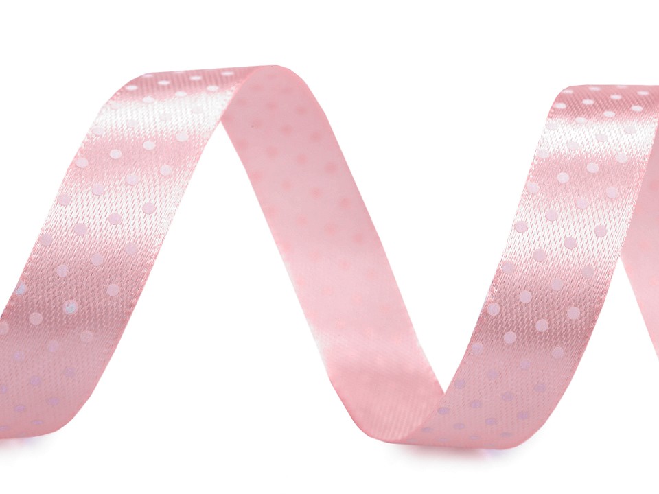 Satin Ribbon with Polka Dots width 15 mm - light pink, 22.5 ml.