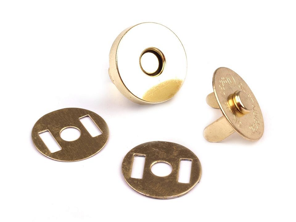 Magnetic Snap Closures Ø15 mm, gold, 5 set