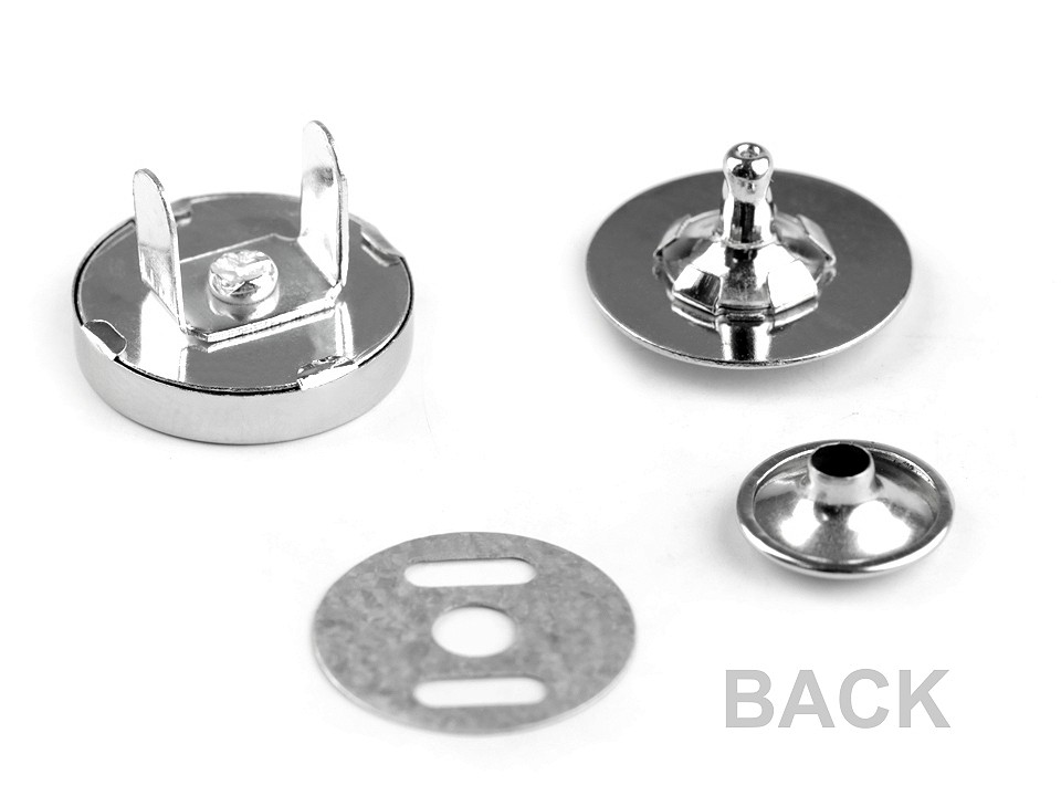 Round Magnetic Snaps Ø18 mm, nickel, 2 set