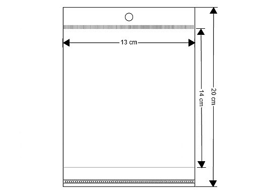 Clear Plastic Self-Adhesive Seal Bags w/ Hang Hole 13x14 cm (package 100 pc.)