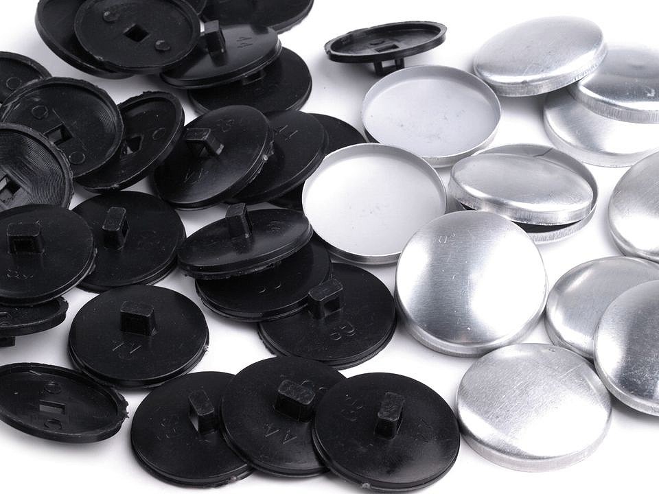 Self Cover Button size 44, black, 20 set