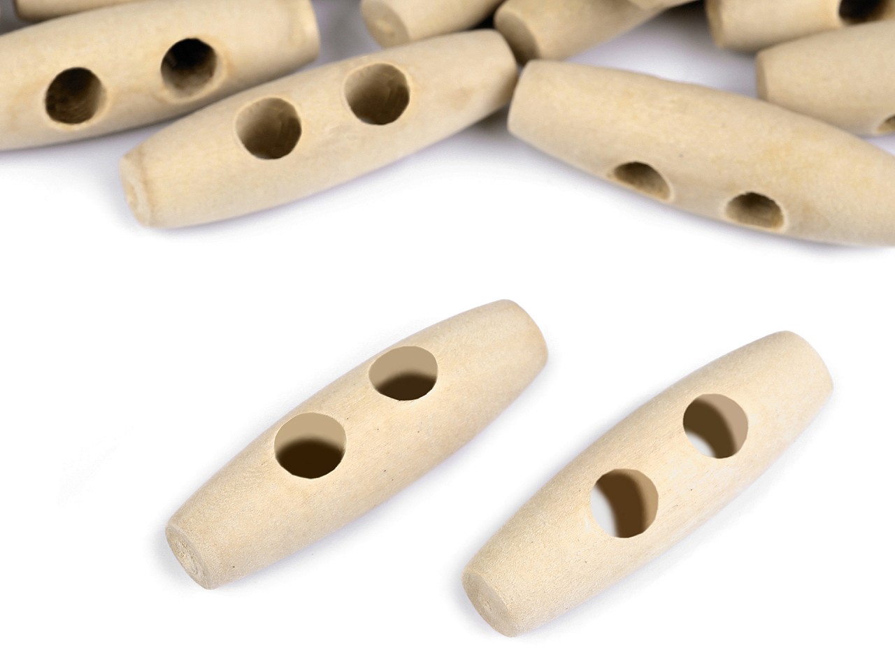 Wooden Toggle Button 12x40 mm, ivory, 10 pc.