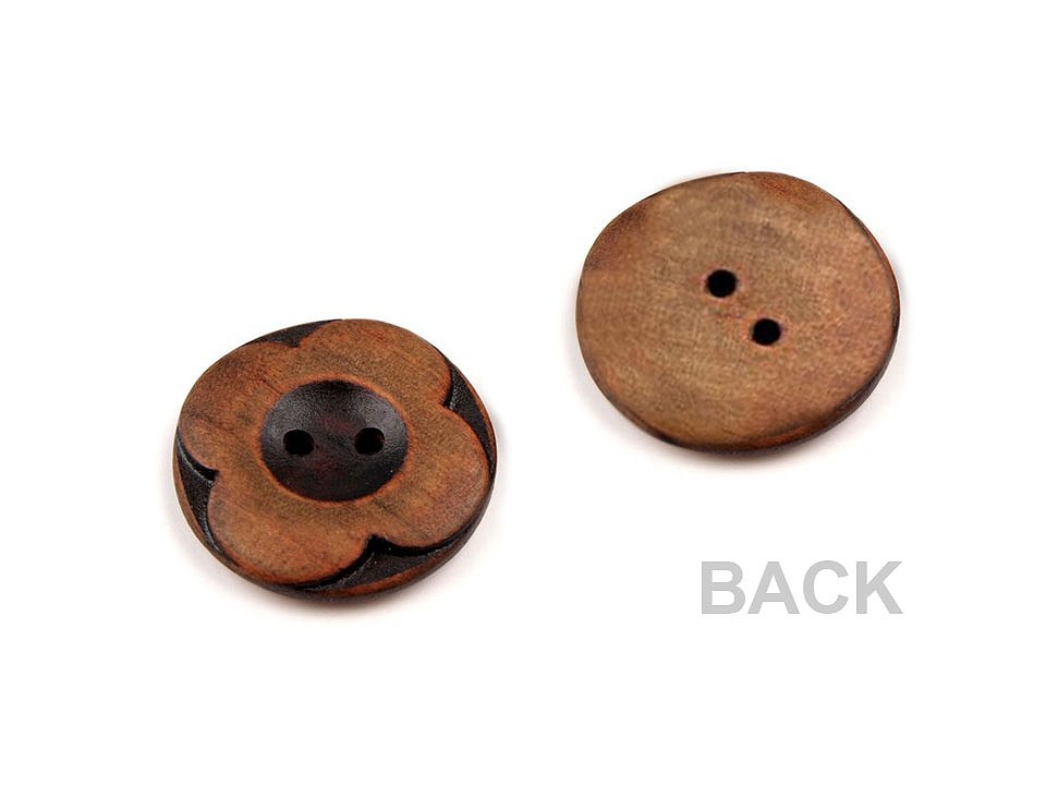 Wooden Bloom Button 40, brown natural, 10 pc.