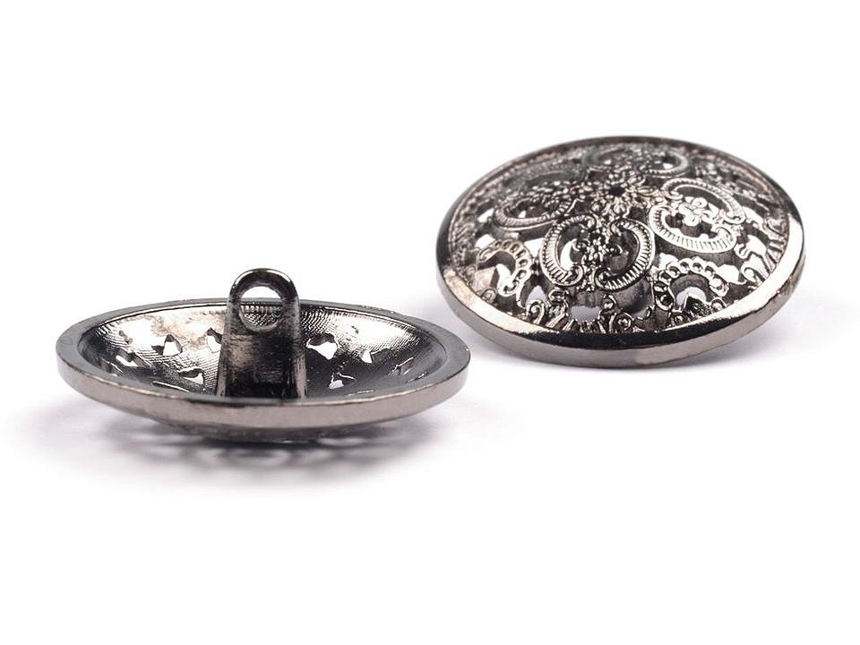 Metal Button size 40, silver, 5 pc.