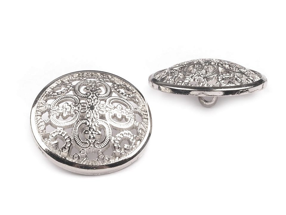 Metal Button size 40, silver, 5 pc.