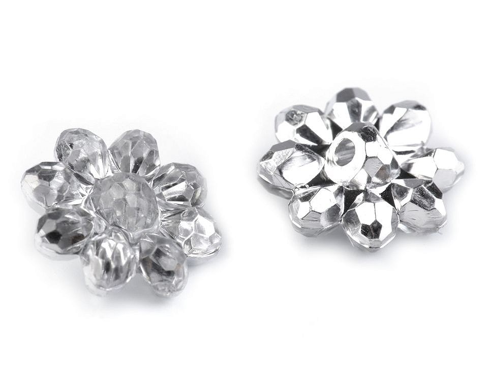 Button / Decoration Cut Flower, 15,2 mm, crystal, 10 pc.