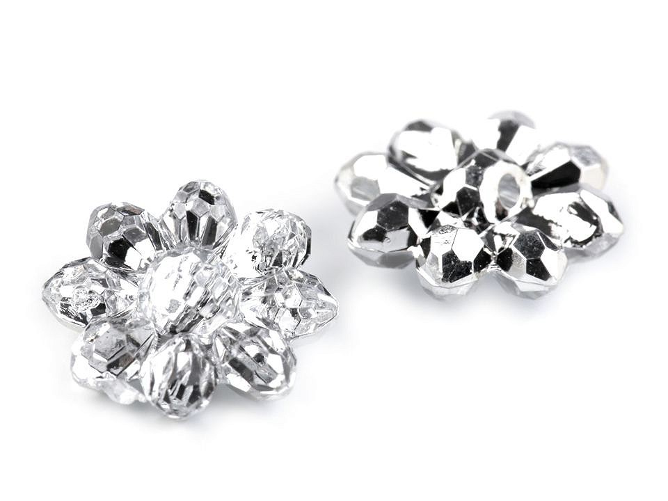 Button / Decoration Cut Flower, 15,2 mm, crystal, 10 pc.