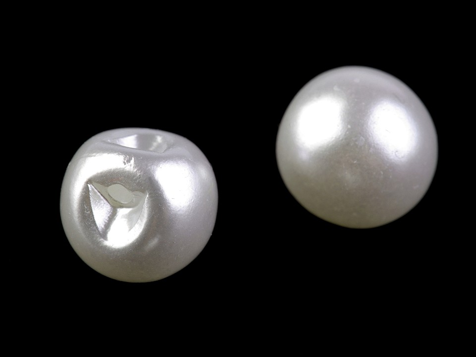 Sew-on Faux Pearl Bead / Button Ø14 mm, pearl, 10 pc.