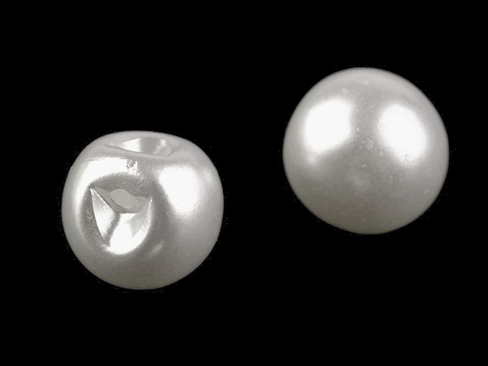 Sew-on Faux Pearl Bead / Button Ø12 mm, pearl, 10 pc.