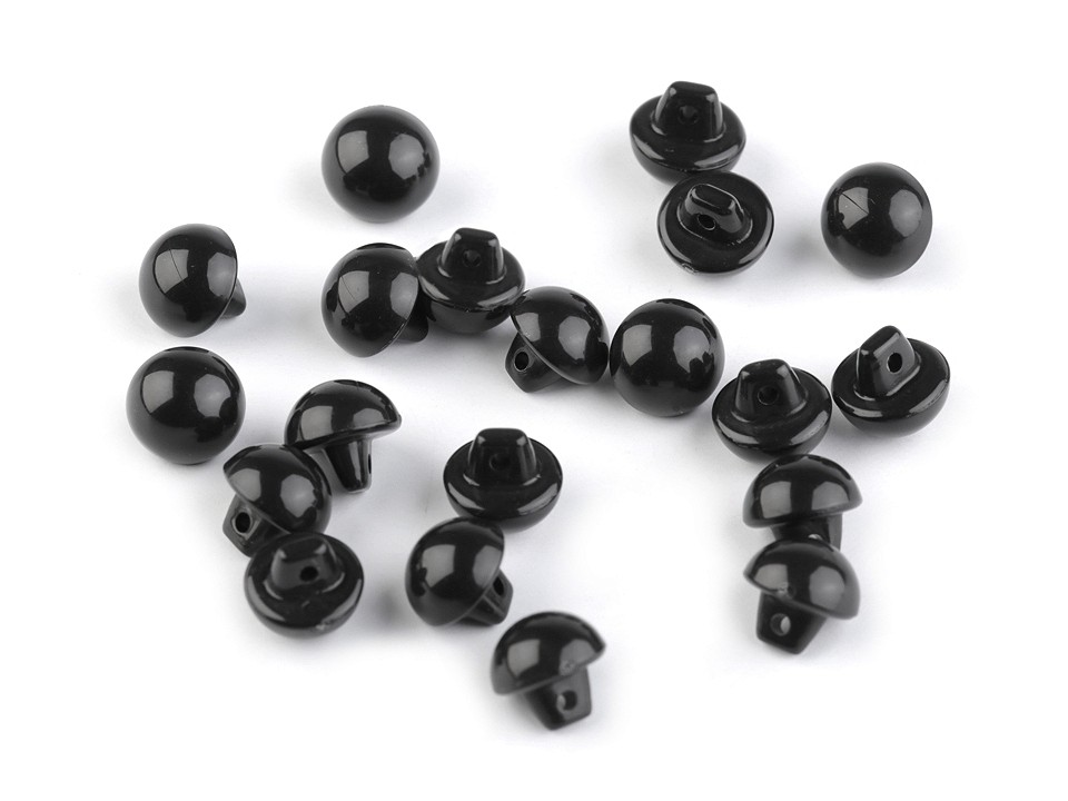 Black Dome Buttons Eyes 15, black, 20 pc.