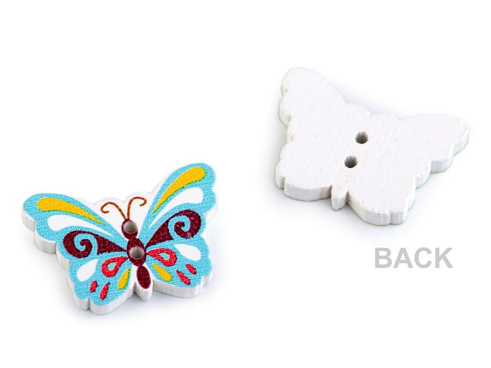 Wooden Decorative Button Butterfly, mix, 50 pc.