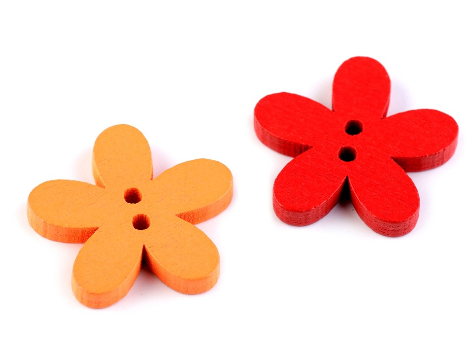 Wooden Decorative Button Bloom, mix of colours, 10 pc.