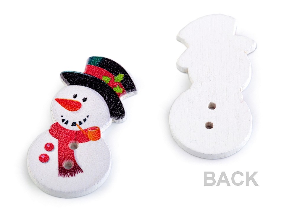 Wooden Decorative Button Snowman, white, 5 pc.