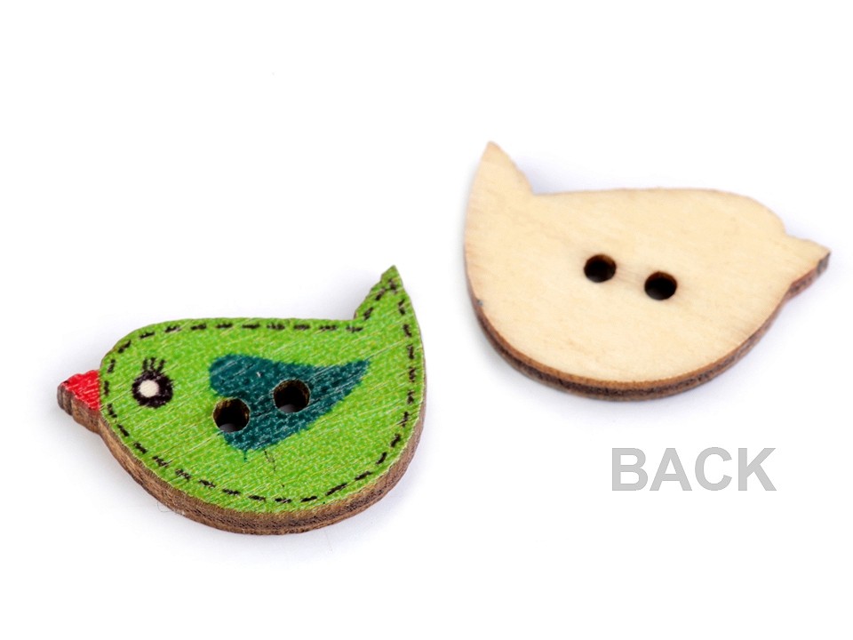 Wooden Decorative Button Bird, mix, 10 pc.