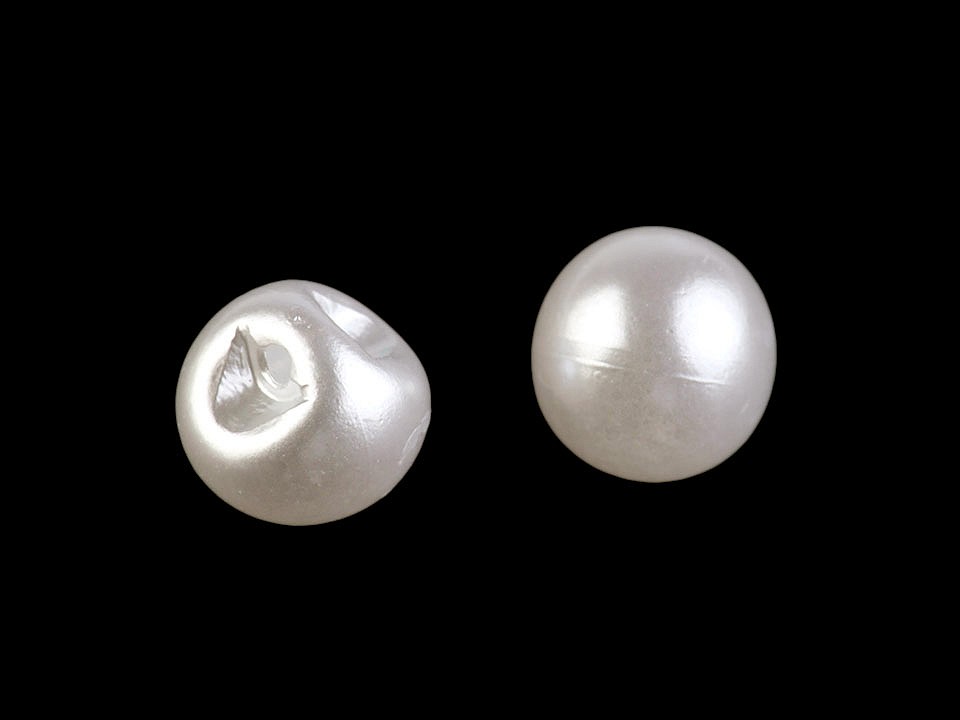 Sew-on Faux Pearl Bead / Button Ø6 mm, pearl, 20 pc.