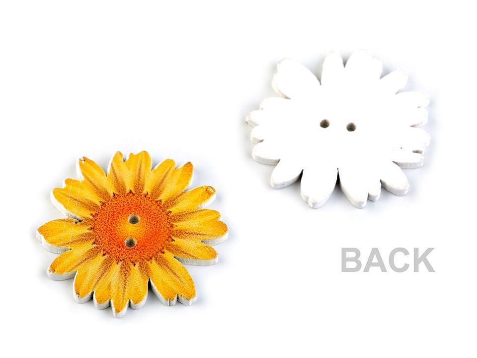 Decorative Wooden Button Flower, mix of colours, 25 pc.