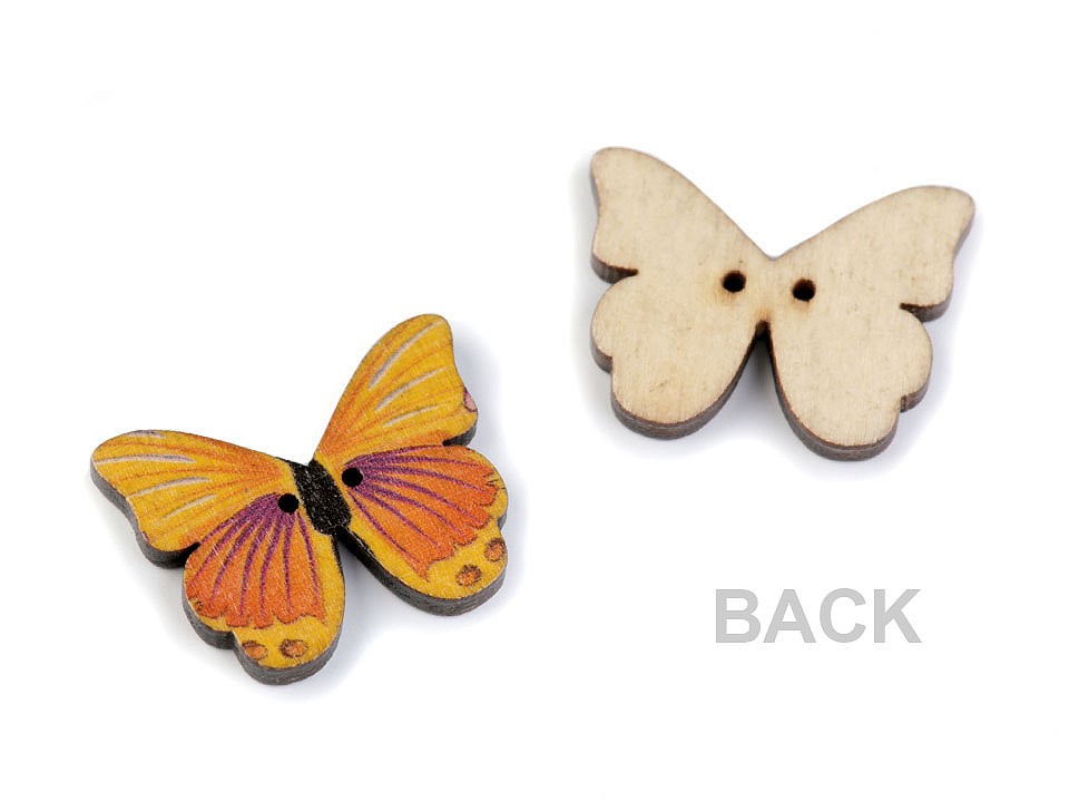 Decorative Wooden Button Butterfly, mix, 10 pc.