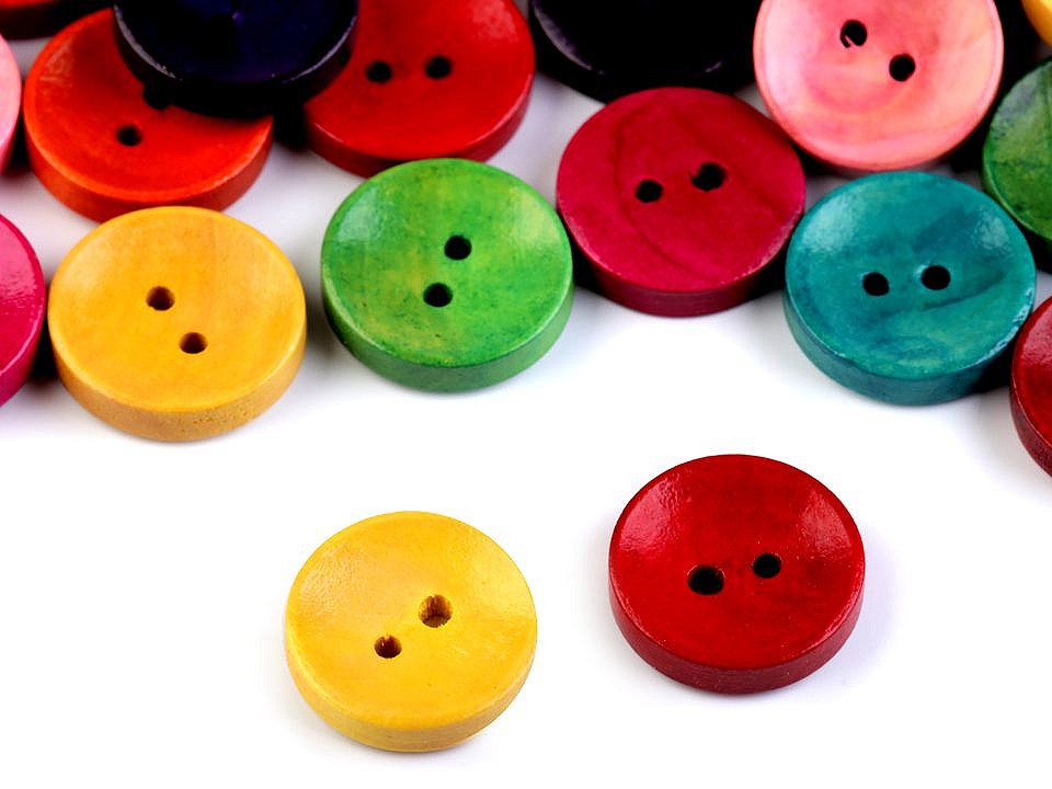 Wooden Decorative Button, mix of colours, 50 pc.